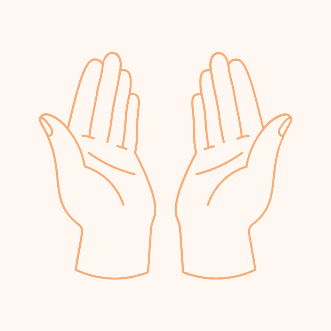 Open hands are cupped, facing the reader