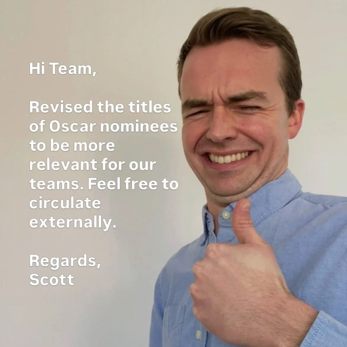 Voting for our annual training videos for Best Picture but best of luck to these films! 
.
.
.
#workmemes #corporate #comedy #corporatehumor #funny