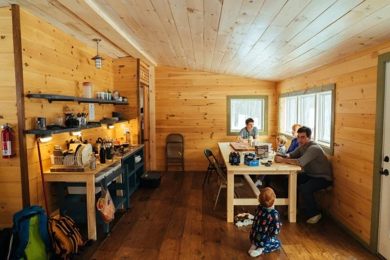 Family time, Chittenden Hut, VT Huts Assoc. Photo Marius