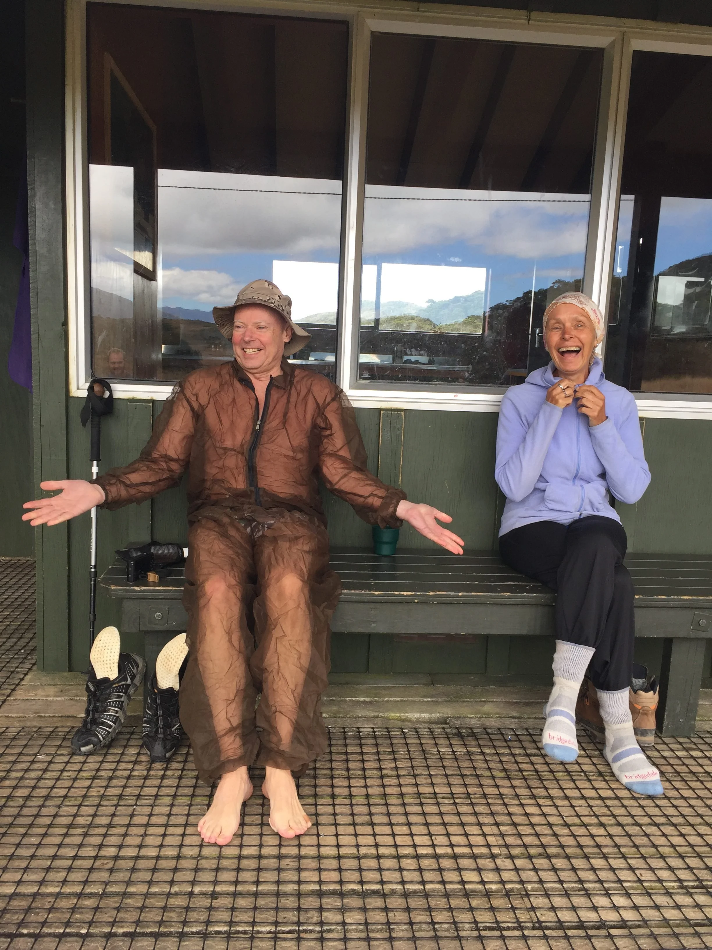 Hut folks, fun on the porch