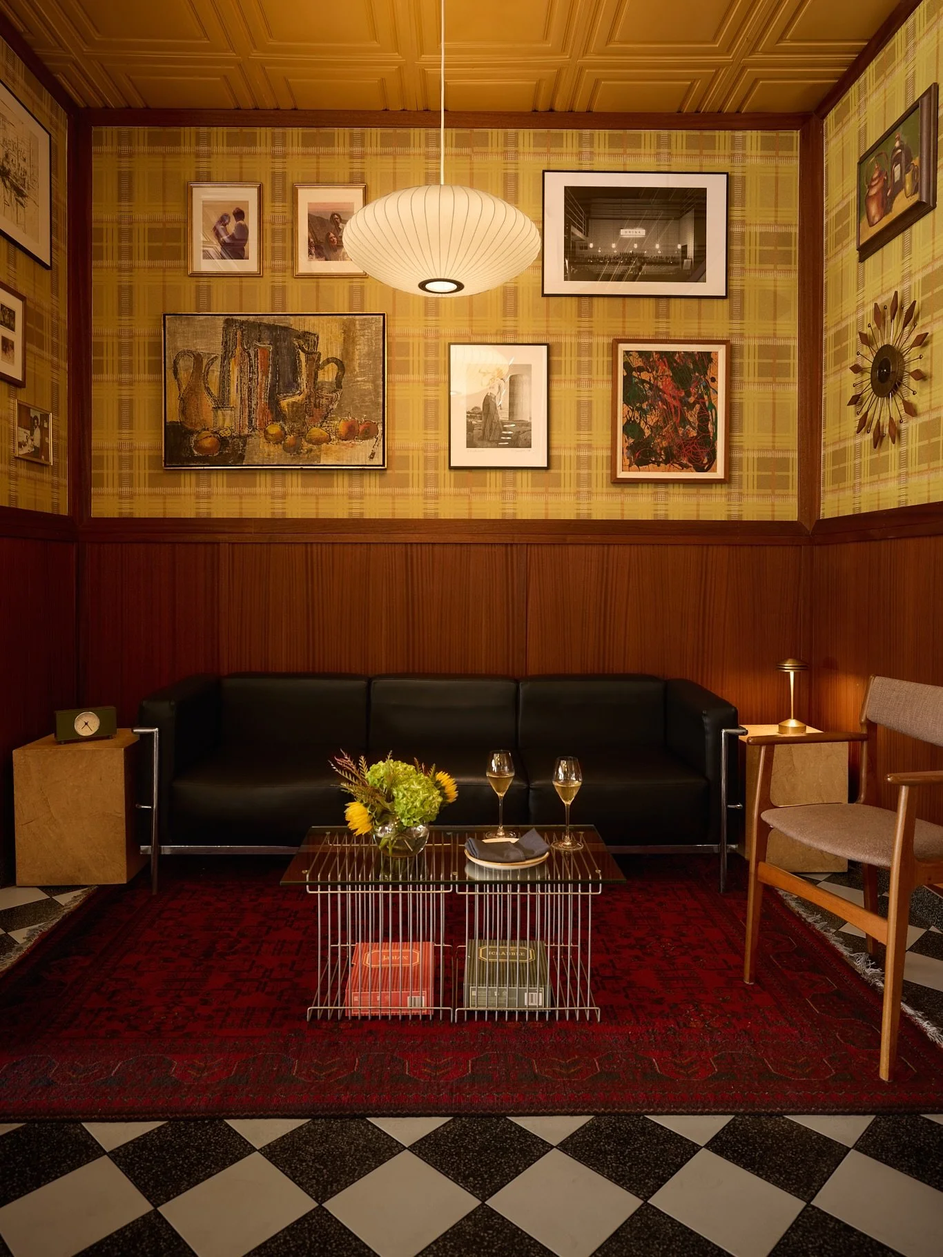 A few more shots of our design project for @erniesdeliandwine 

This little lounge area was such a fun area to design. We deliberately aimed for an eclectic mix of pattern and color, punctuated by vintage furniture and art finds and meaningful family