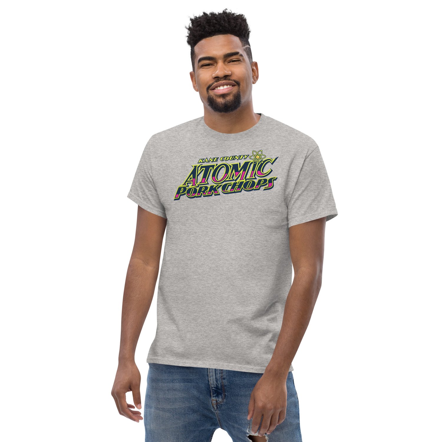 Men's Heavyweight T-Shirt Atomic Pork Chops Logo — Kane County Cougars