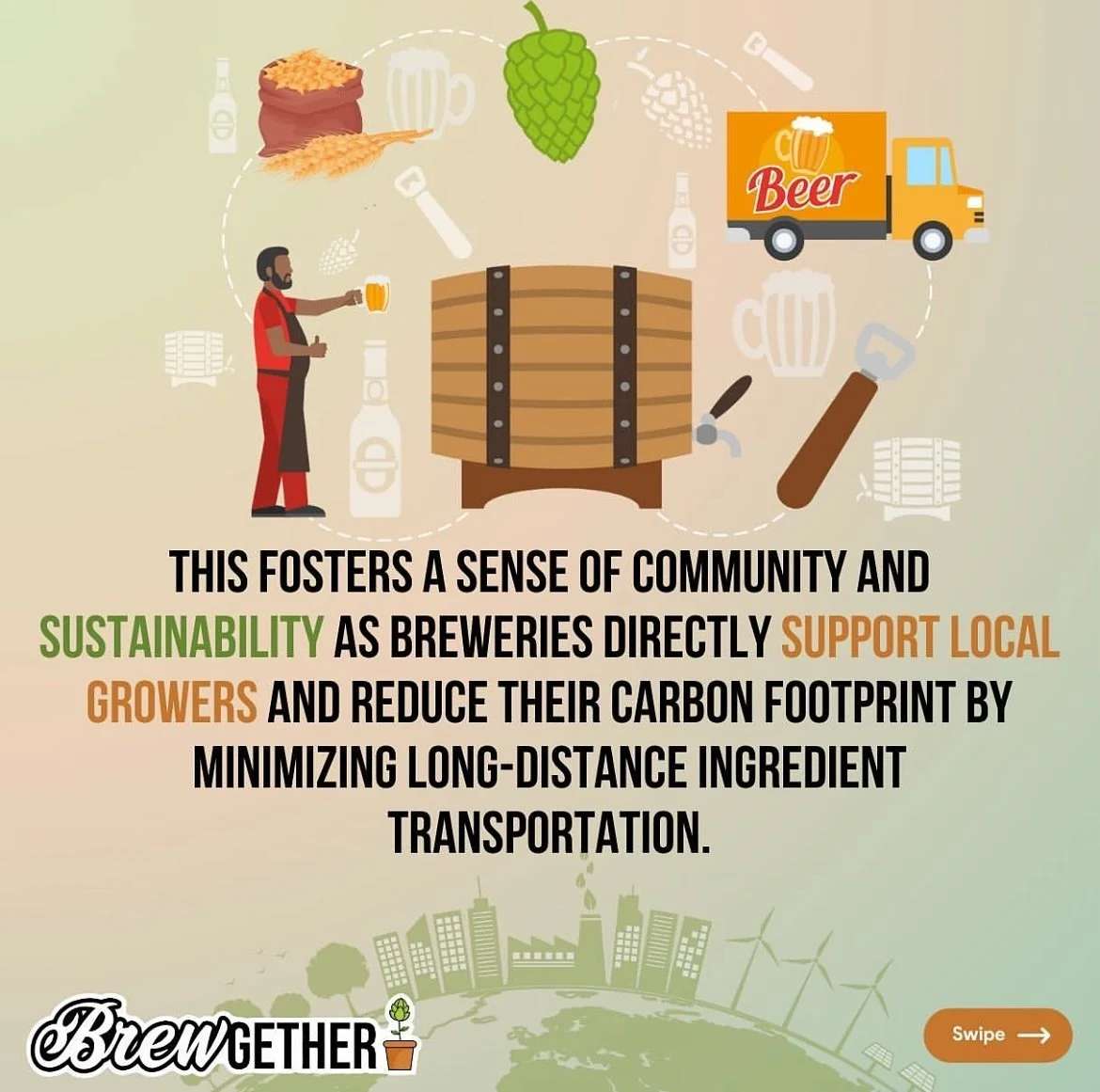 🌿🍺DID YOU KNOW🍺🌿 This fosters a sense of community and sustainability as breweries directly support local growers, share resources and minimize long-distance ingredient transportation.

#BrewGether #craftbeerxcommunity