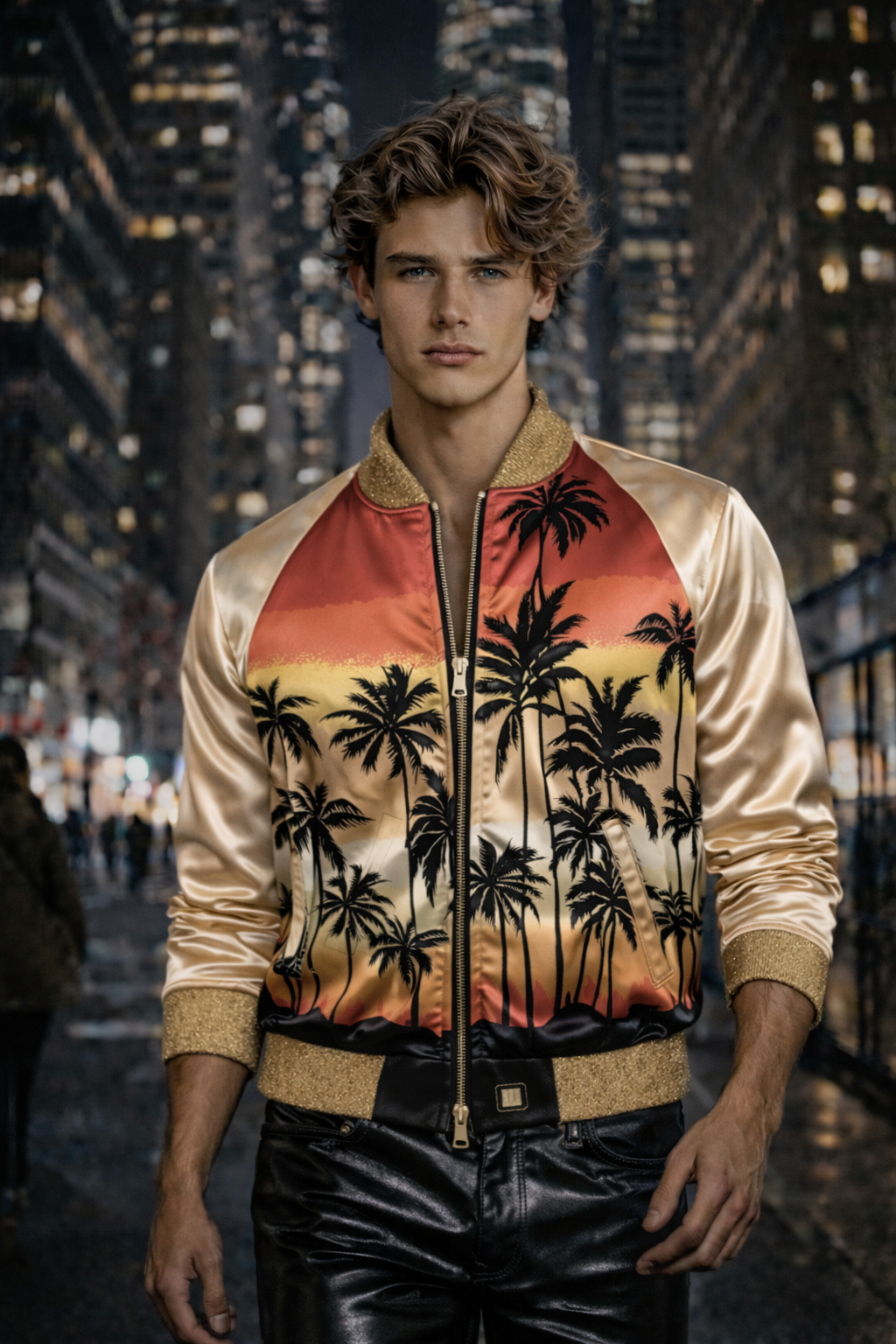 The Palm Trees &amp; Sunset Satin Jacket