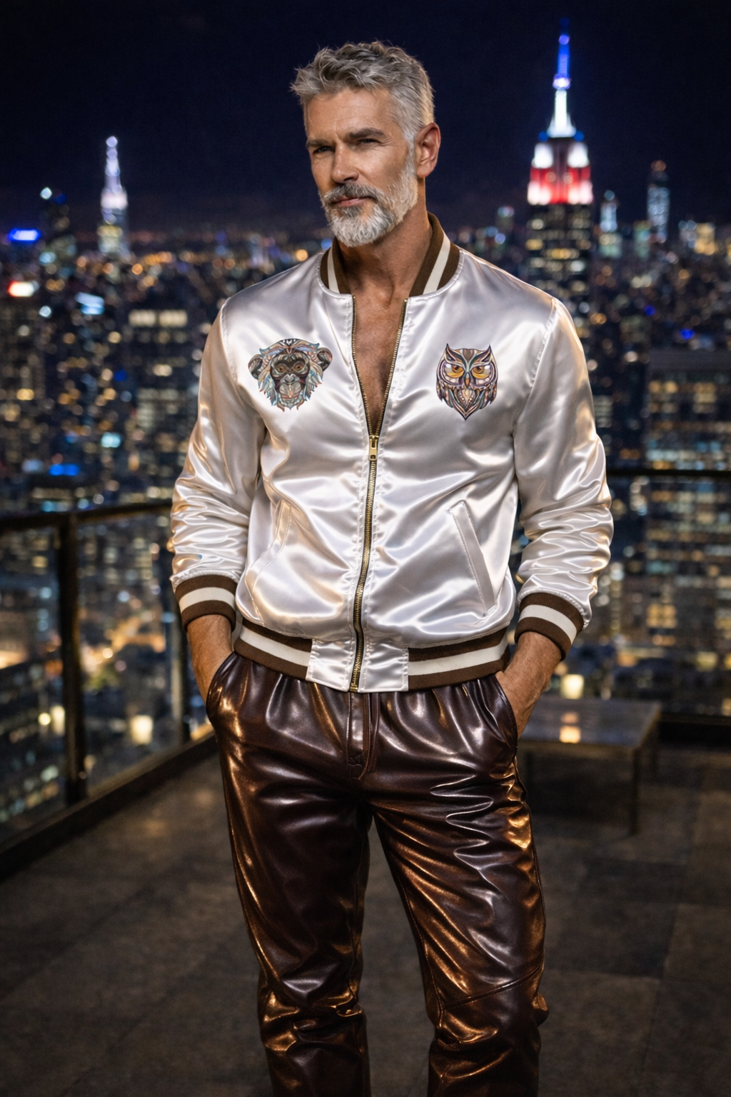 Fun, Wisdom & Strength Silk Satin Bomber Jacket