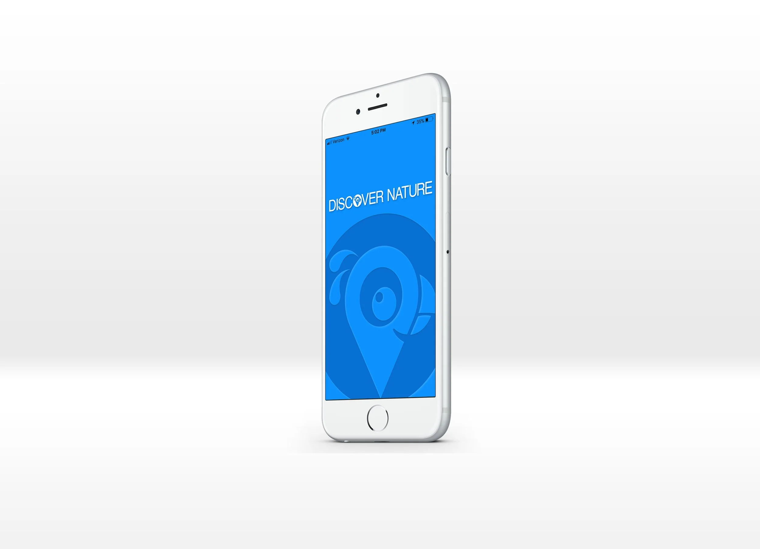 Blue splash screen showing branding for mobile interpretive tool displayed on smartphone screen