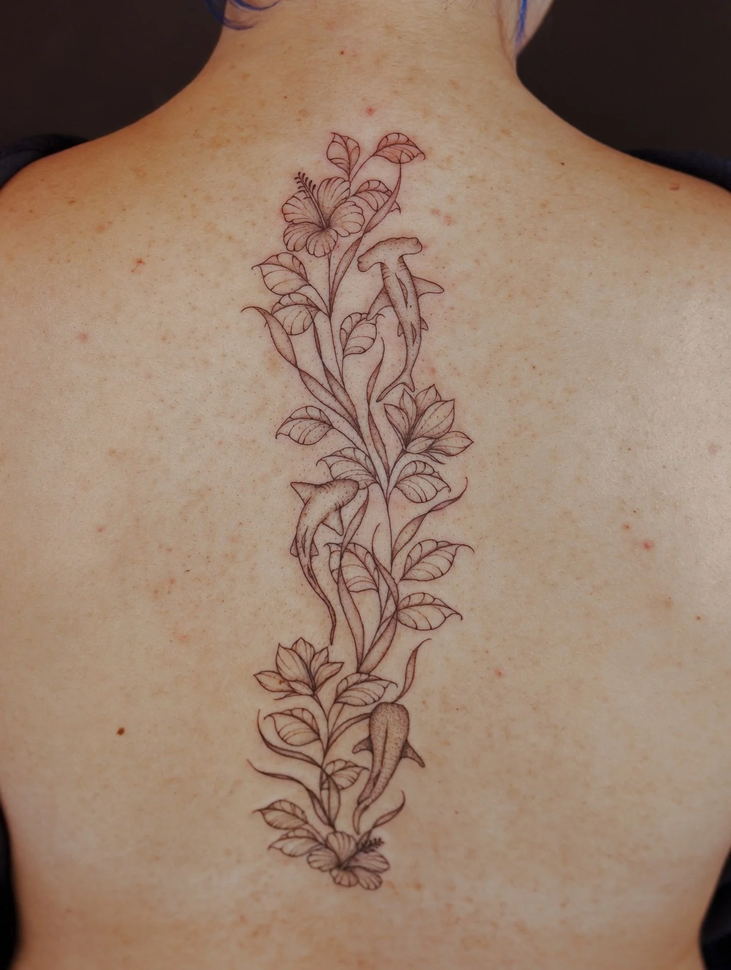 Her favorite sharks swimming through seaweed and flowers🧚🏼&zwj;♀️

I love learning about you gals, and hearing your stories and your dreams. I think that may be the coolest part of my job🦈

Now booking February, click the link in my bio to apply🫶