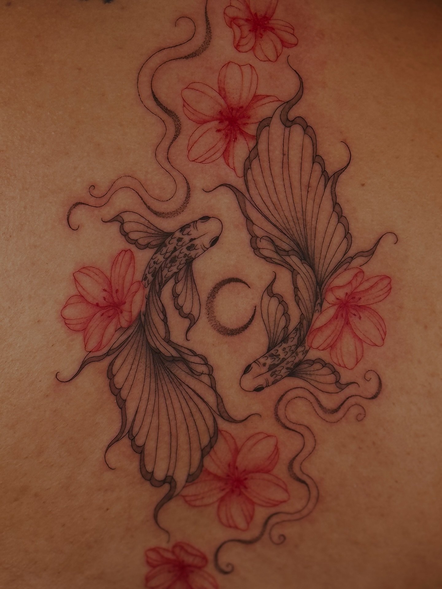 Koi dancing in moonlit waters🌙🌊

#tattoo #finelinetattoo #spinetattoo #tattooartist #ohio