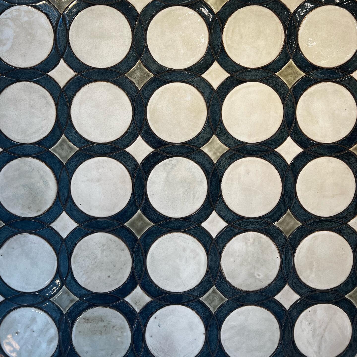 Our circle patterned tile in a cream and black glaze combination. #circles