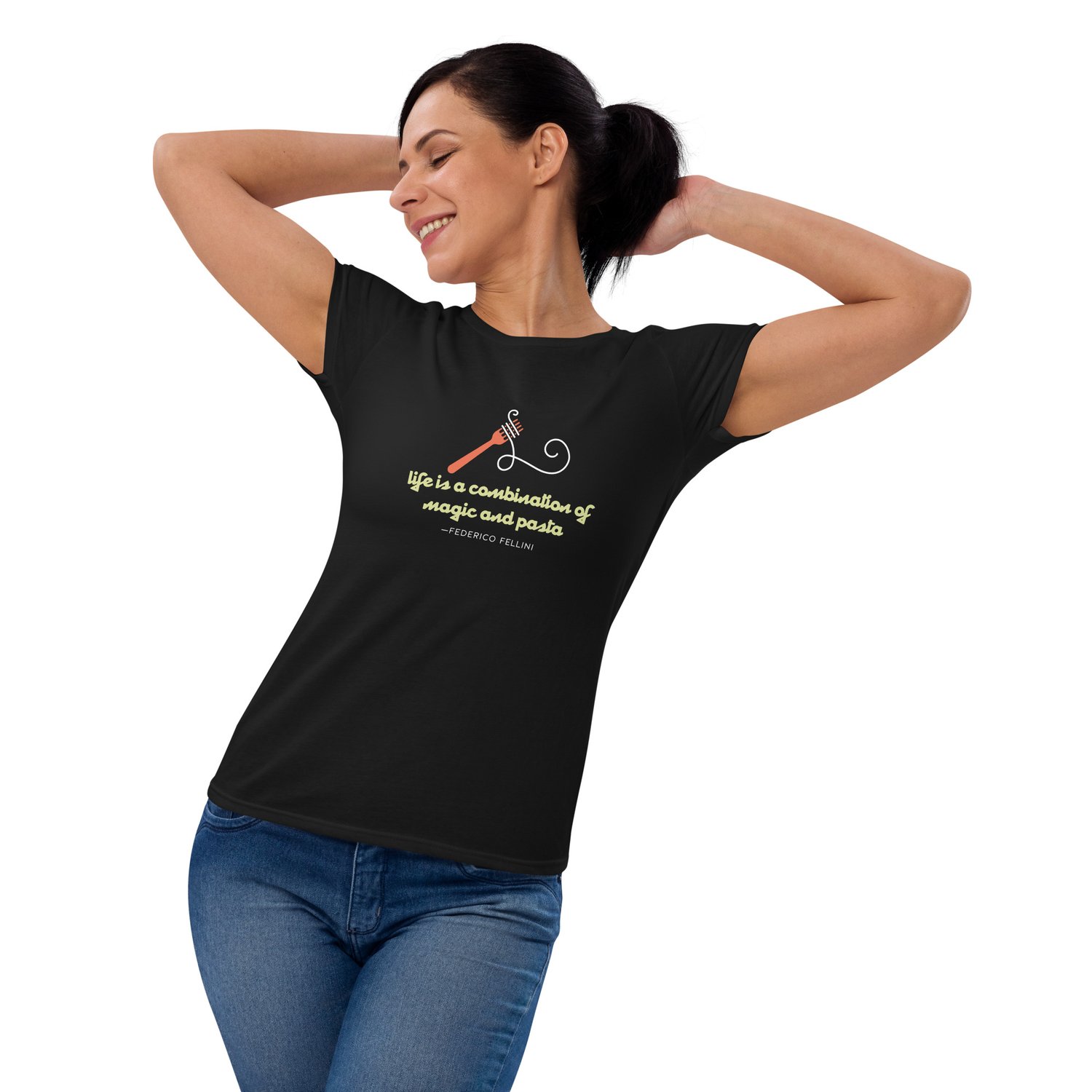 Women\'s short sleeve t-shirt -Fellini — Melo\'s Pizza & Pasta