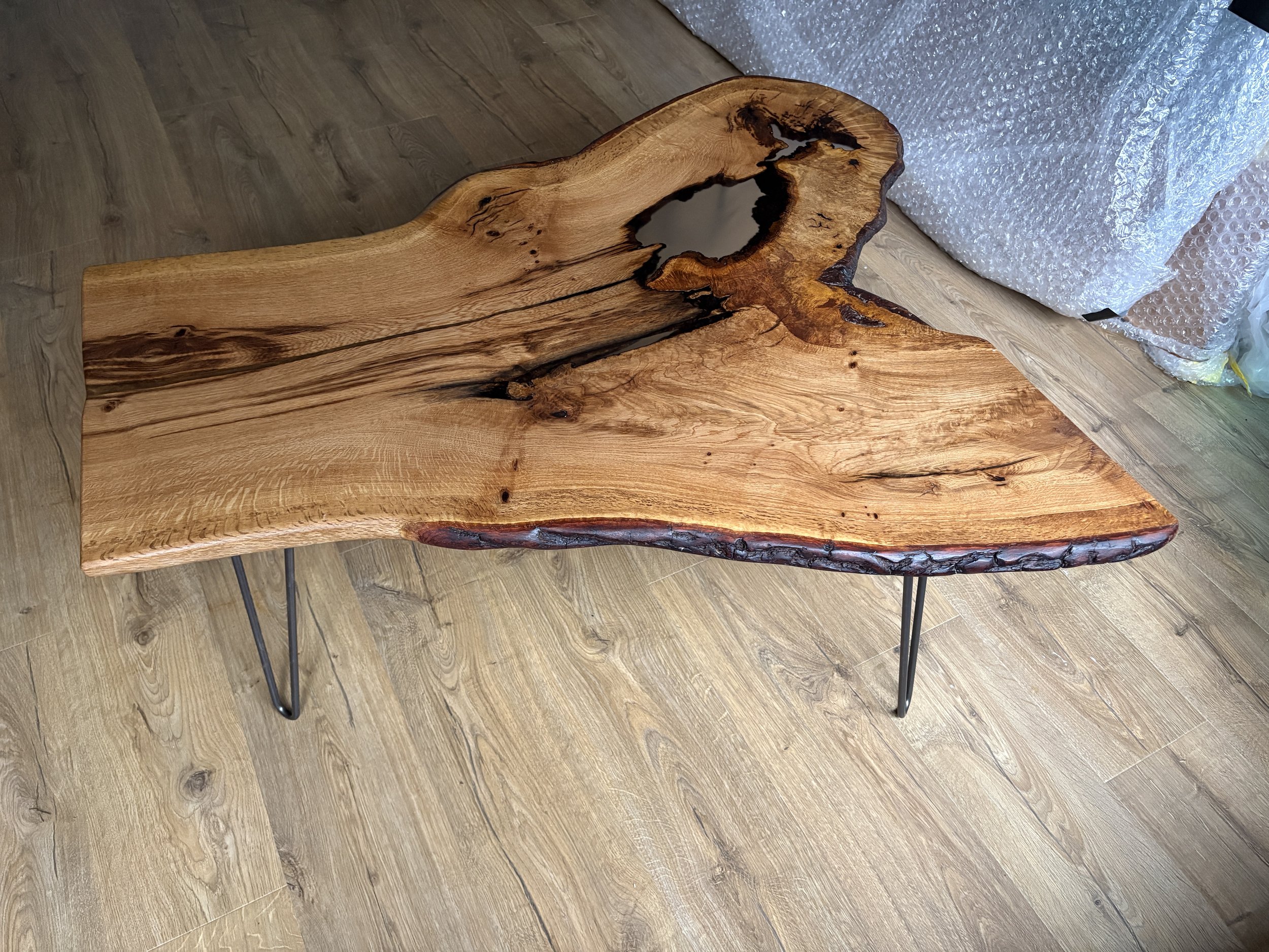 Live edge oak coffee table