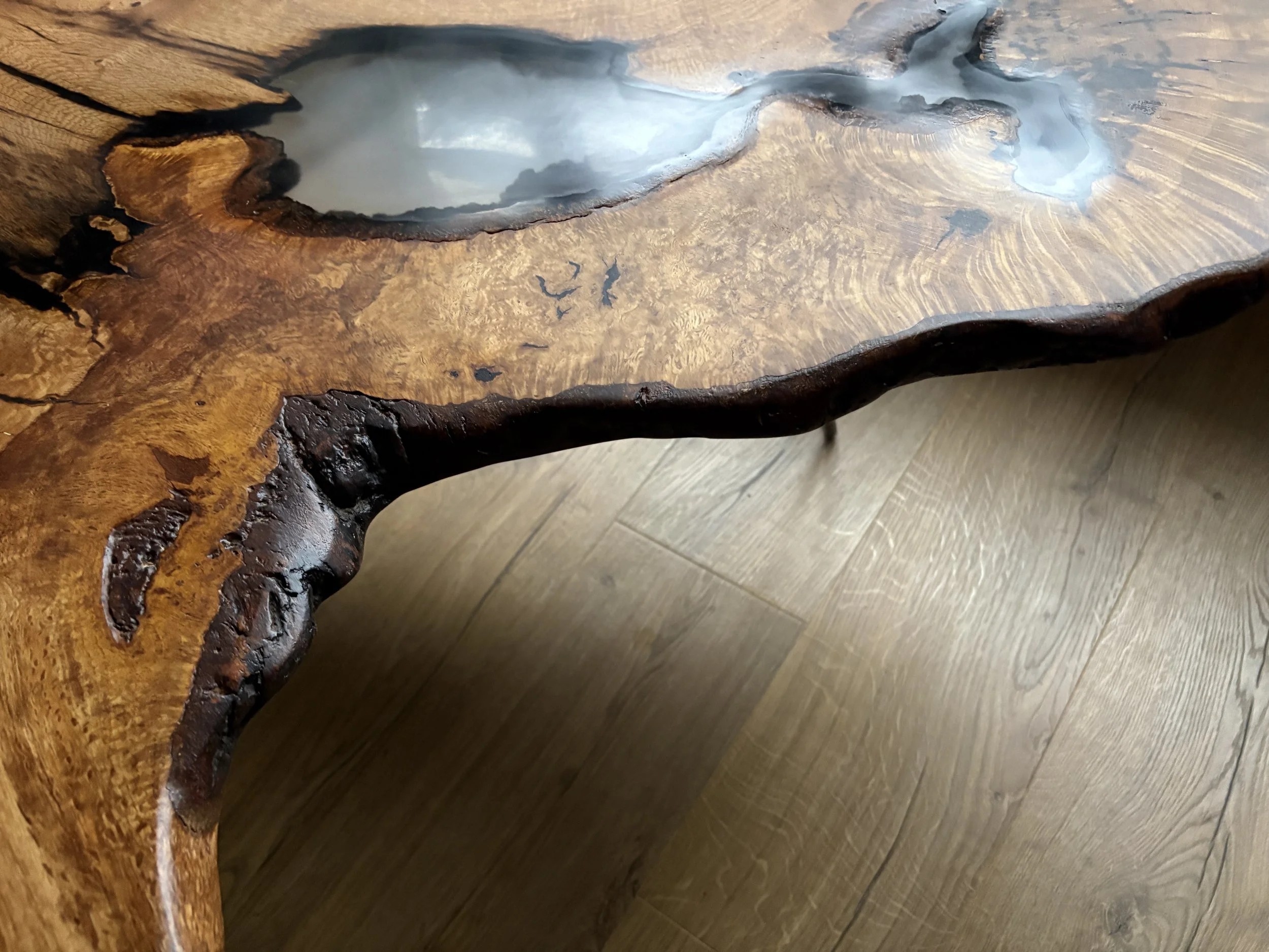 Oak and resin coffee table