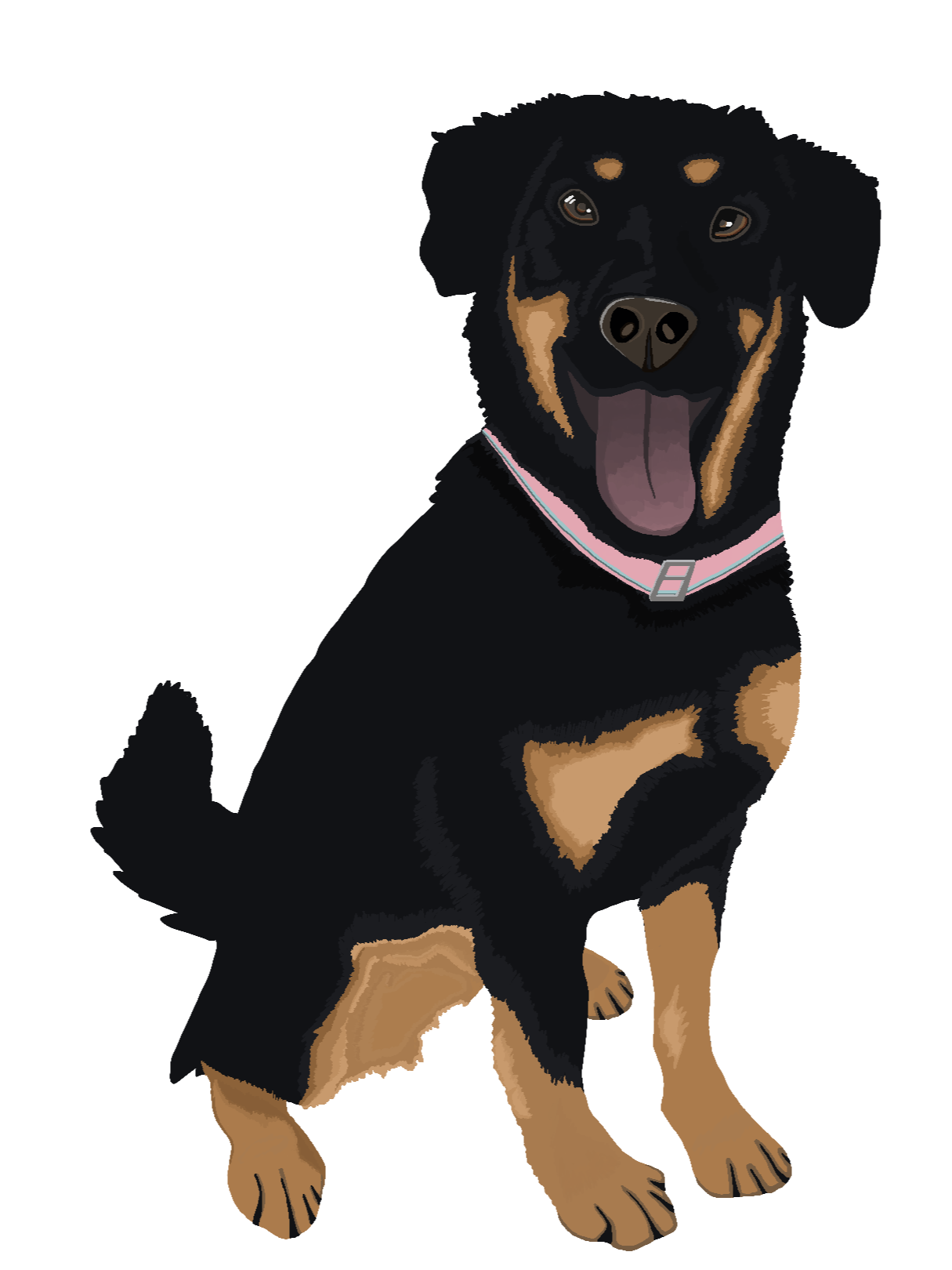 A digital portrait of a friend's dog, Huey 