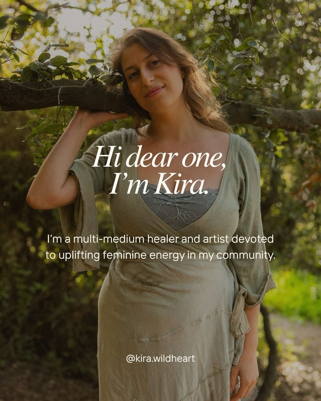 There are quite a few new faces here, so I wanted to reintroduce myself 🤍 

I&rsquo;m Kira. I&rsquo;m a healer and artist devoted to supporting women in honouring their bodies, softness, and wholeness. 

This online space is an extension of my heart