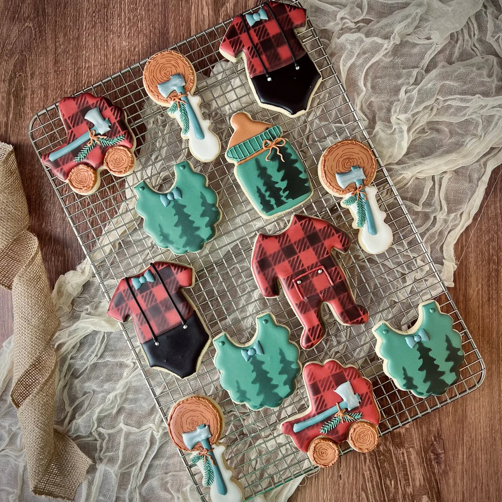 Lil' Lumberjack Baby Shower, Set of 12 Cookies individually wrapped,  Dozen, Decorated Sugar Cookies — She Bake Pretty