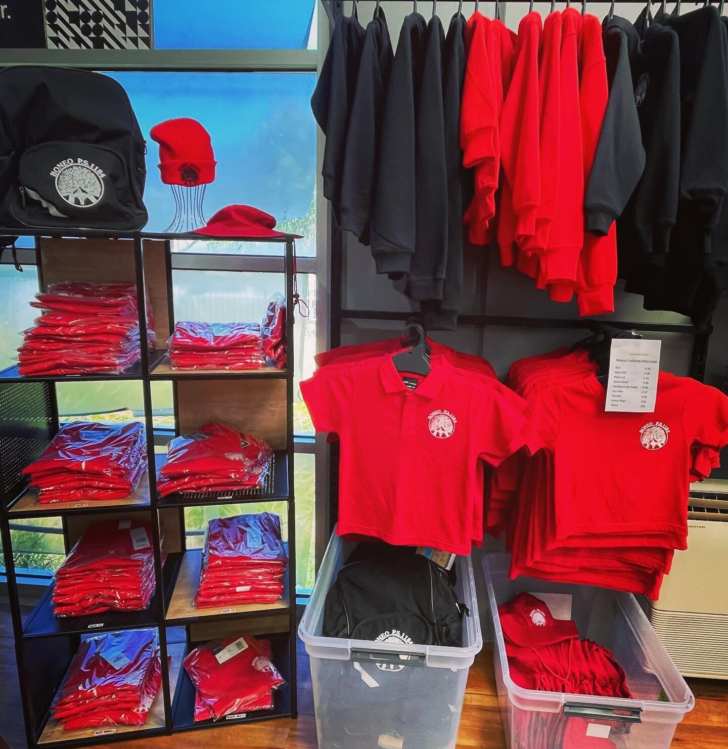 Welcome back to school!! Fully stocked Boneo PS uniforms in store @advanced_promotional_clothing #boneoprimaryschool #schooluniforms #backtoschool