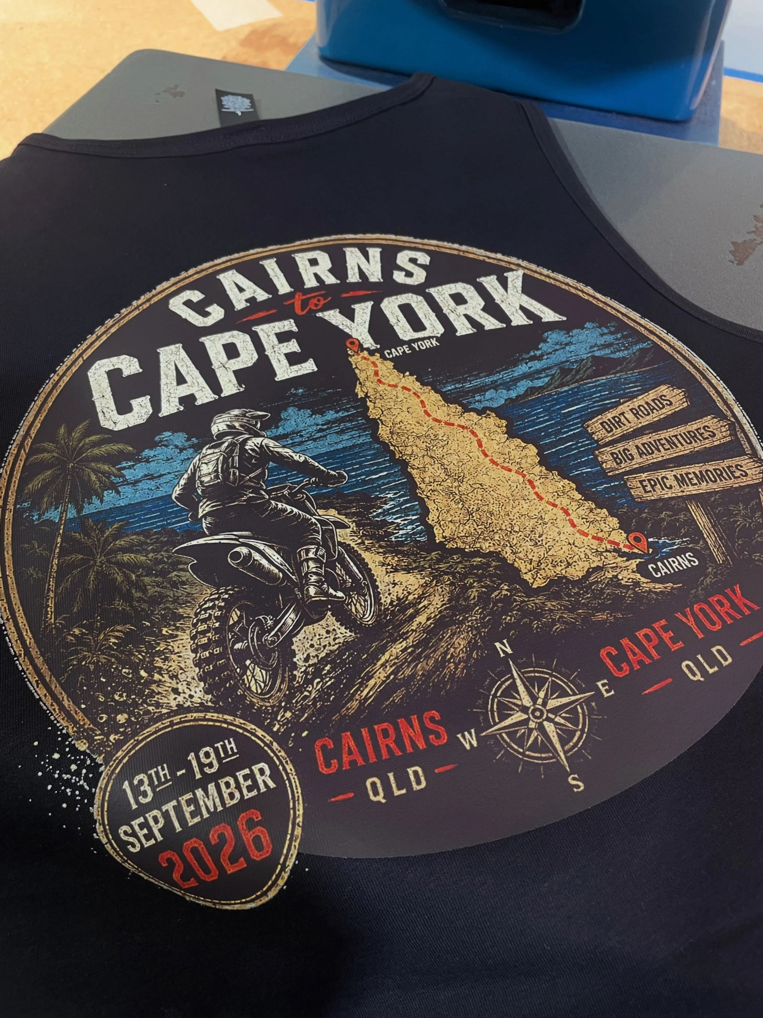 A little DTF magic! This process is great for multi coloured small runs. All printed in house. Hit us up for your next boys trip.