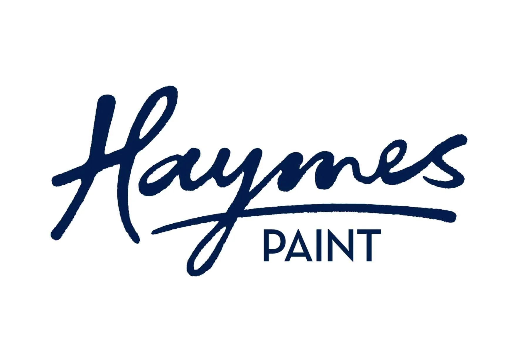 Hawes Paint logo in navy blue cursive and block font on white background