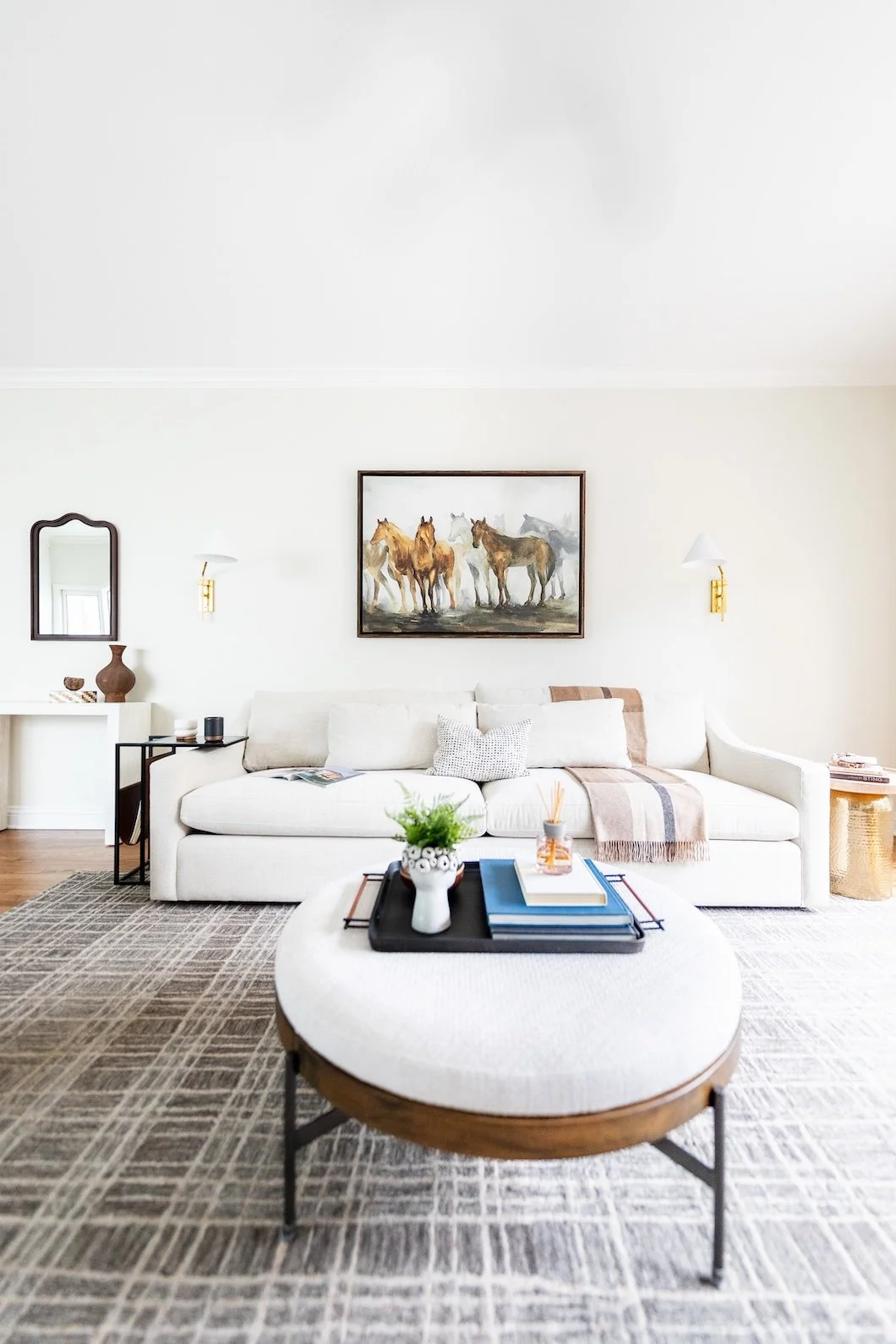 Arhaus sofa, Four Hands coffee table