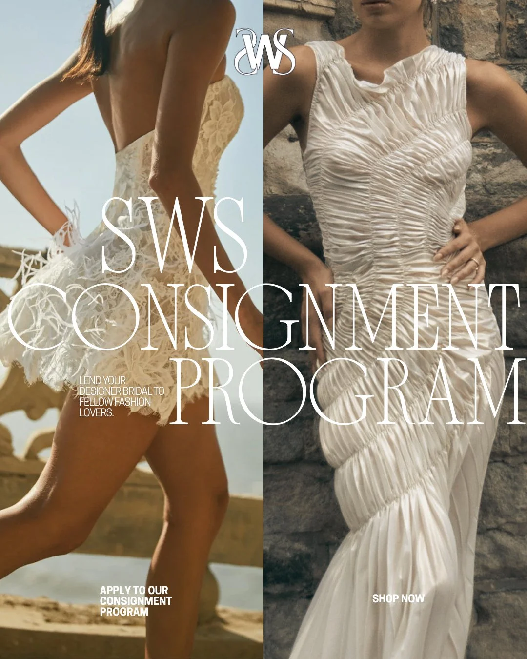 Your dress deserves a second debut 💋⁠
⁠
With SWS consignment, your wedding wardrobe lives on &mdash; rented, restyled, and ready for its next moment. You earn commission, another bride gets the look, and your love story keeps making appearances 👗✨⁠