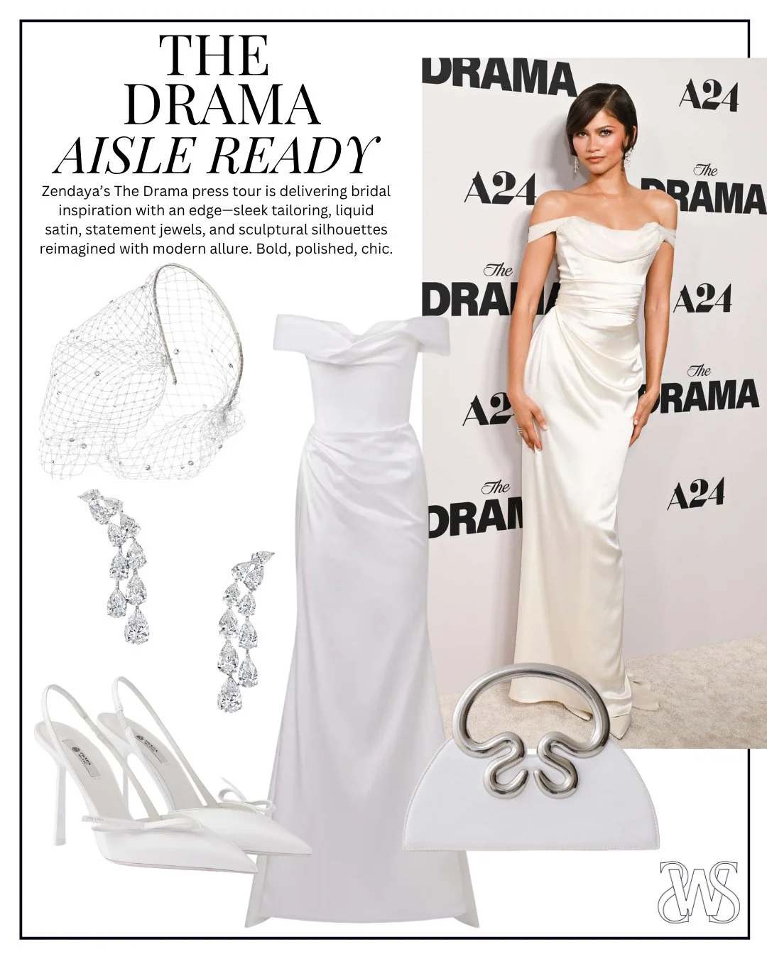 Zendaya's press tour looks bring drama to "The Drama" 💅 💫⁠
⁠
Bringing timelessness and boldness into these looks, she's perfected her something old, something new, something borrowed, and something blue 💍