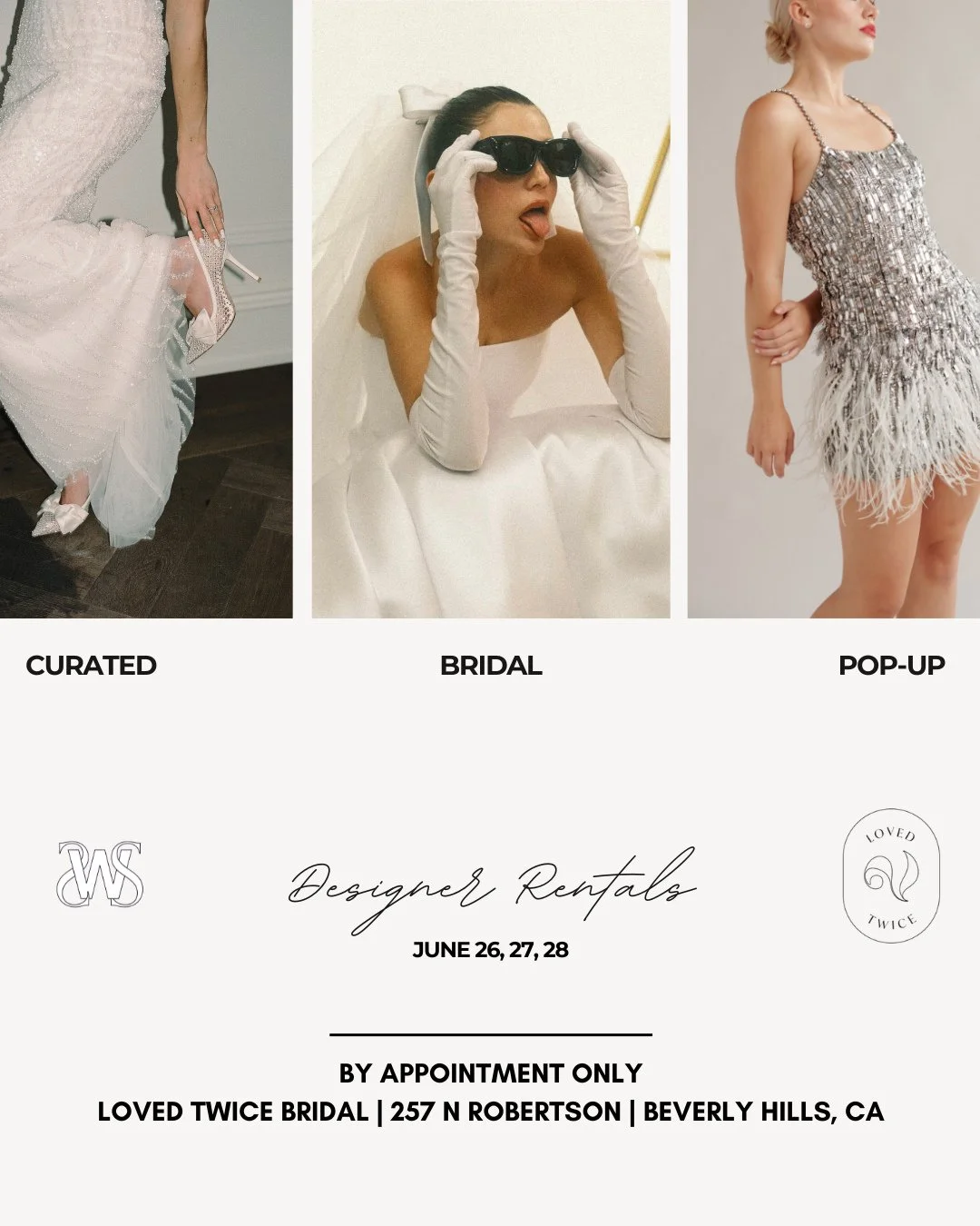 West Coast, we're on our way ✈️🤍⁠
⁠
Join Something White Styling x Twice Loved Bridal in Beverly Hills, June 26&ndash;28, for an exclusive pop-up featuring curated bridal looks, personalized styling, and pieces you won't find just anywhere.⁠
⁠
Grab 