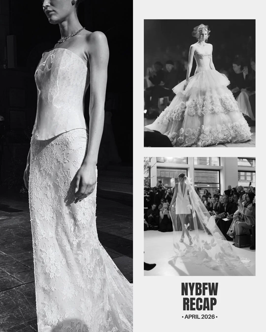 A few months later and New York Bridal Fashion Week is still living rent-free in my mind 🤍💫

Delicate lace, structured bodices, modern corsetry, flowing drapery, dramatic capes, and just the right amount of sparkle ✨ 

Safe to say the future of bri