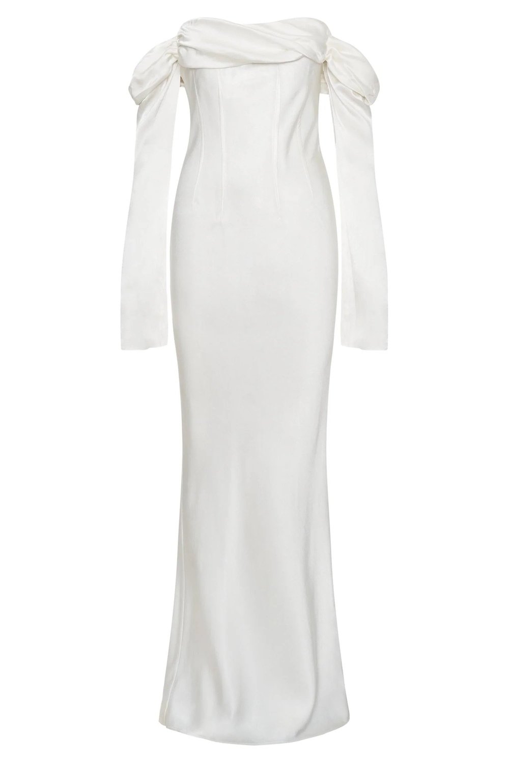 fitted lace wedding dress Avery Long Sleeve Maxi Dress / Ivory | Meshki