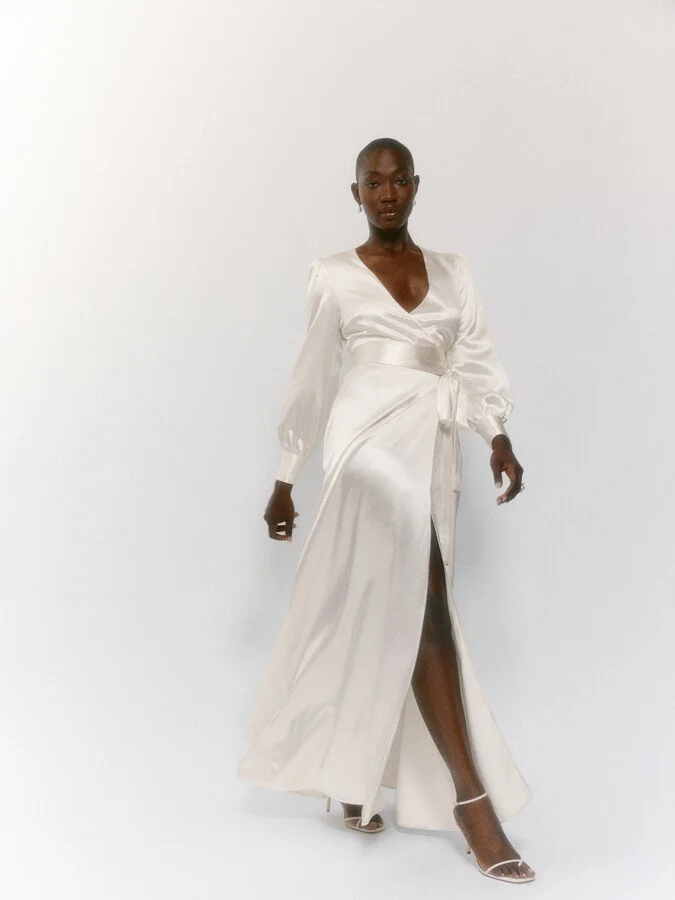 Reformation Rya Silk Long Sleeve Maxi