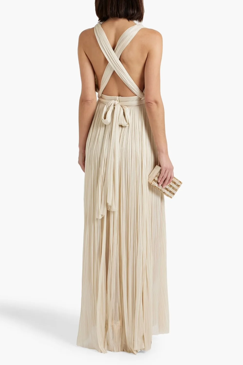 maria lucia hohan pleated dress Alana pleated silk tulle gown in metallic - Maria Lucia Hohan
