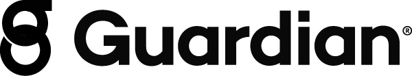 Black and white logo of the Guardian with the word 'Guardian' in bold font