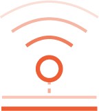 Icon of a Wi-Fi signal with a magnifying glass below it