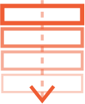 An orange icon of a hierarchical folder or document structure with a downward arrow.