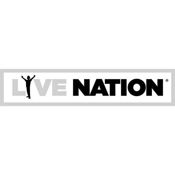 Live Nation logo with the words 'LIVE NATION' and a silhouette of a person with arms raised