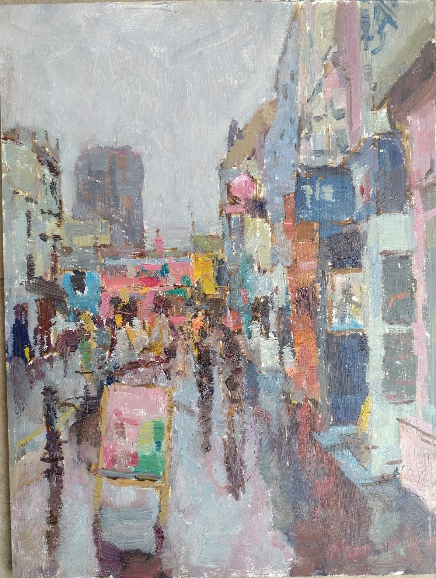 Rain on Gardner St, Brighton - Oil on Board 12 x 9" £600