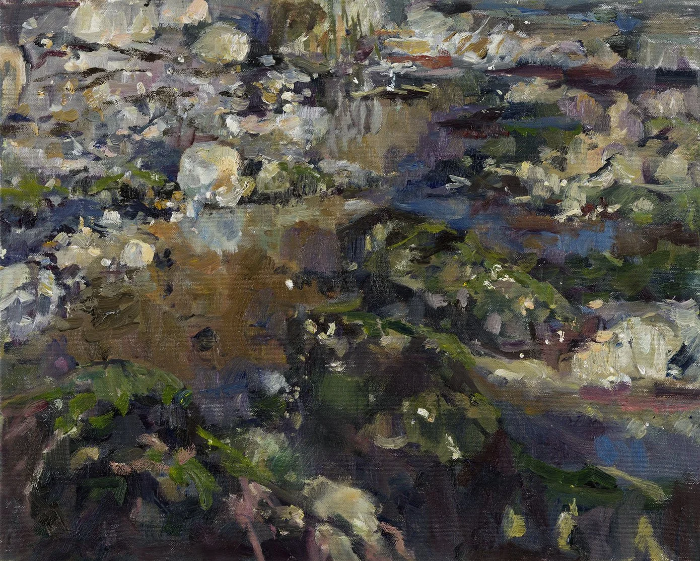Rockpools , winter sunlight 3pm - Oil on Canvas 16 x20"