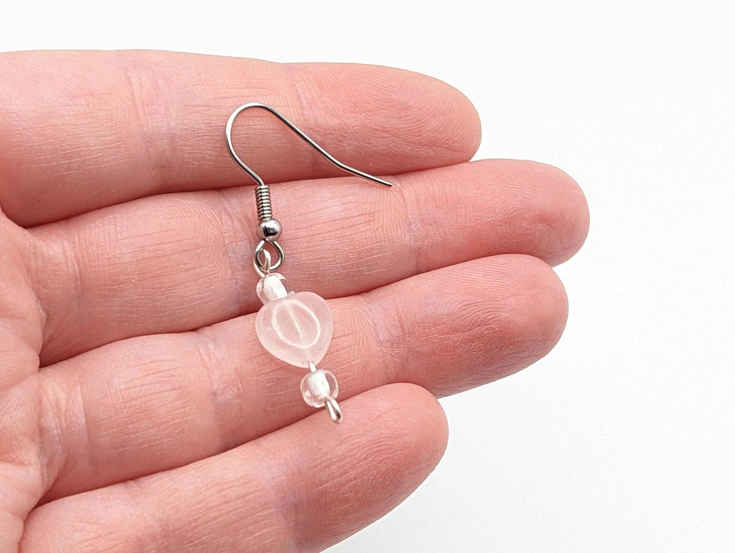 Heart shaped rose quartz earrings