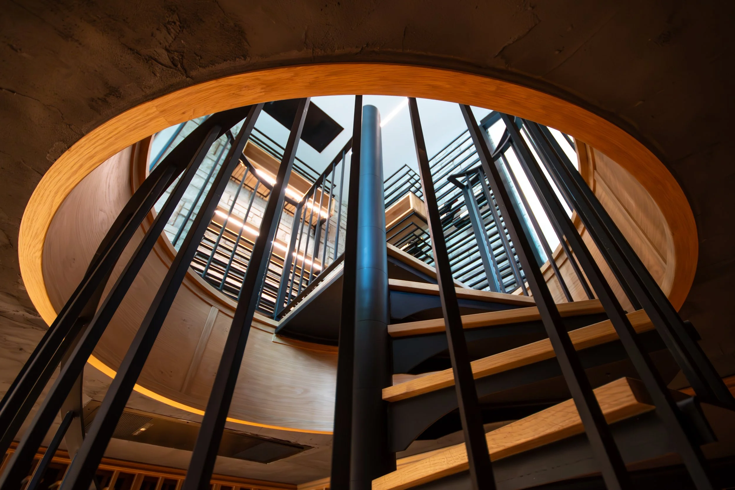 Lakeview Haven wine cellar stairs
