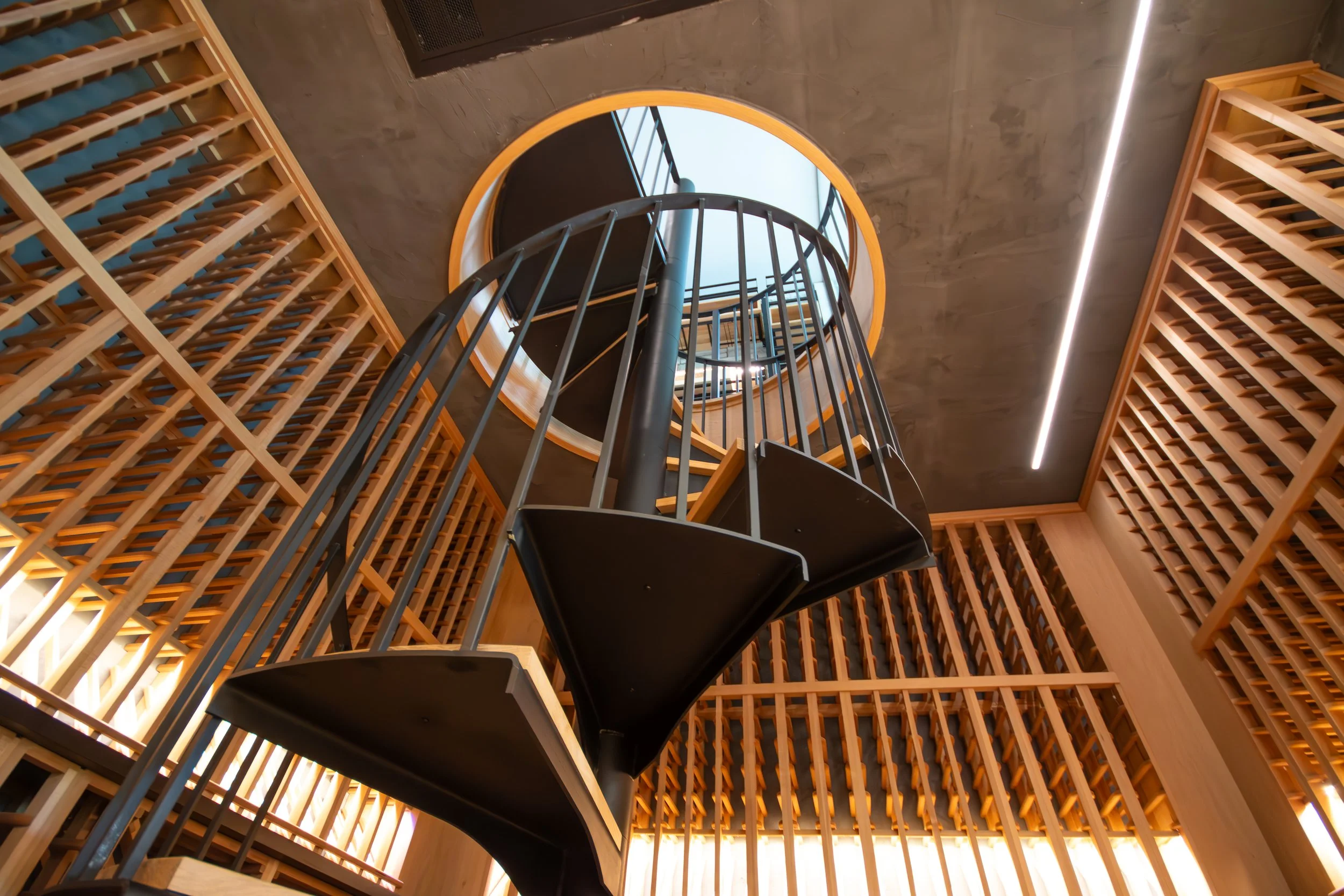 Lakeview haven wine cellar stairs