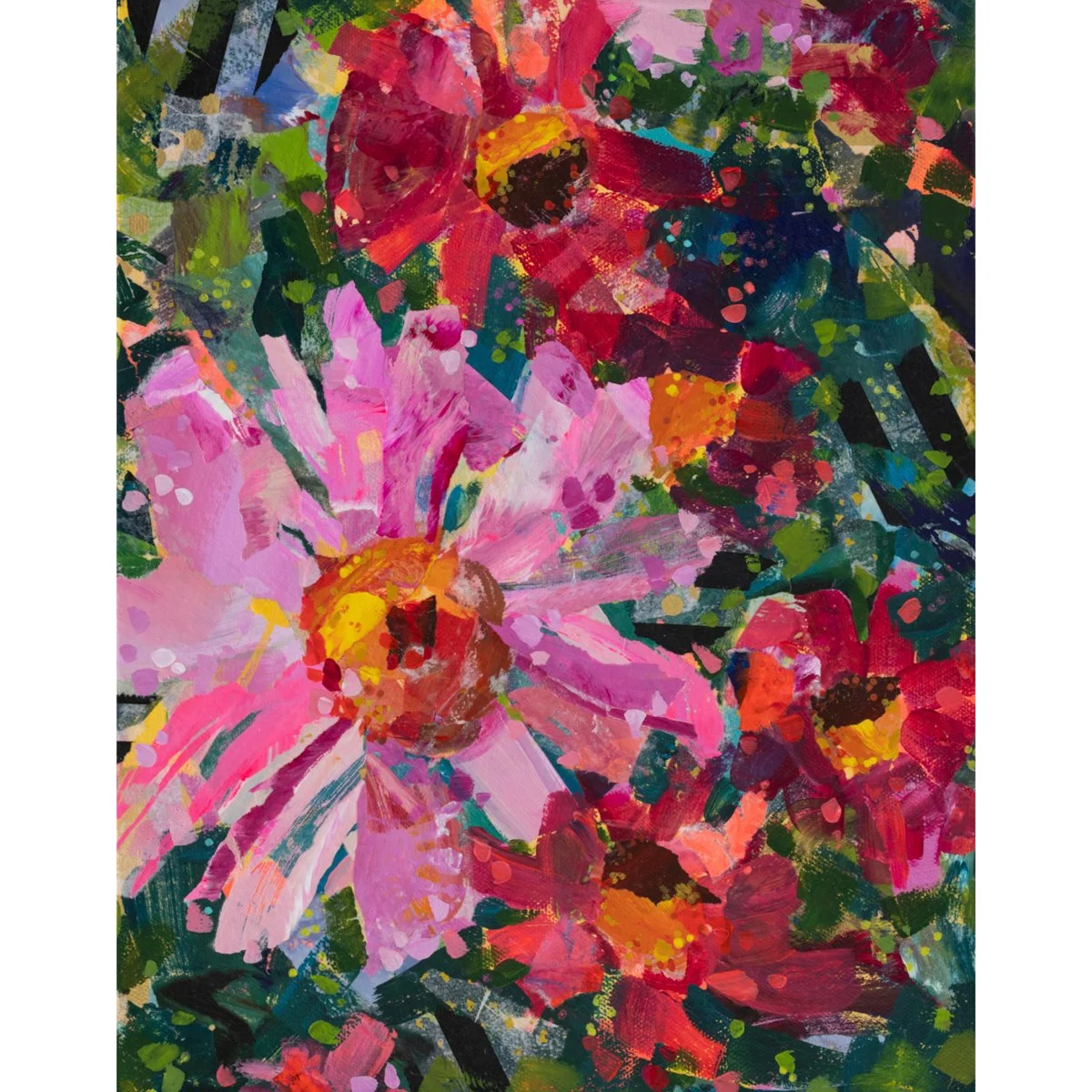 Queen of the Coneflowers - Original Collage and Acrylic Painting