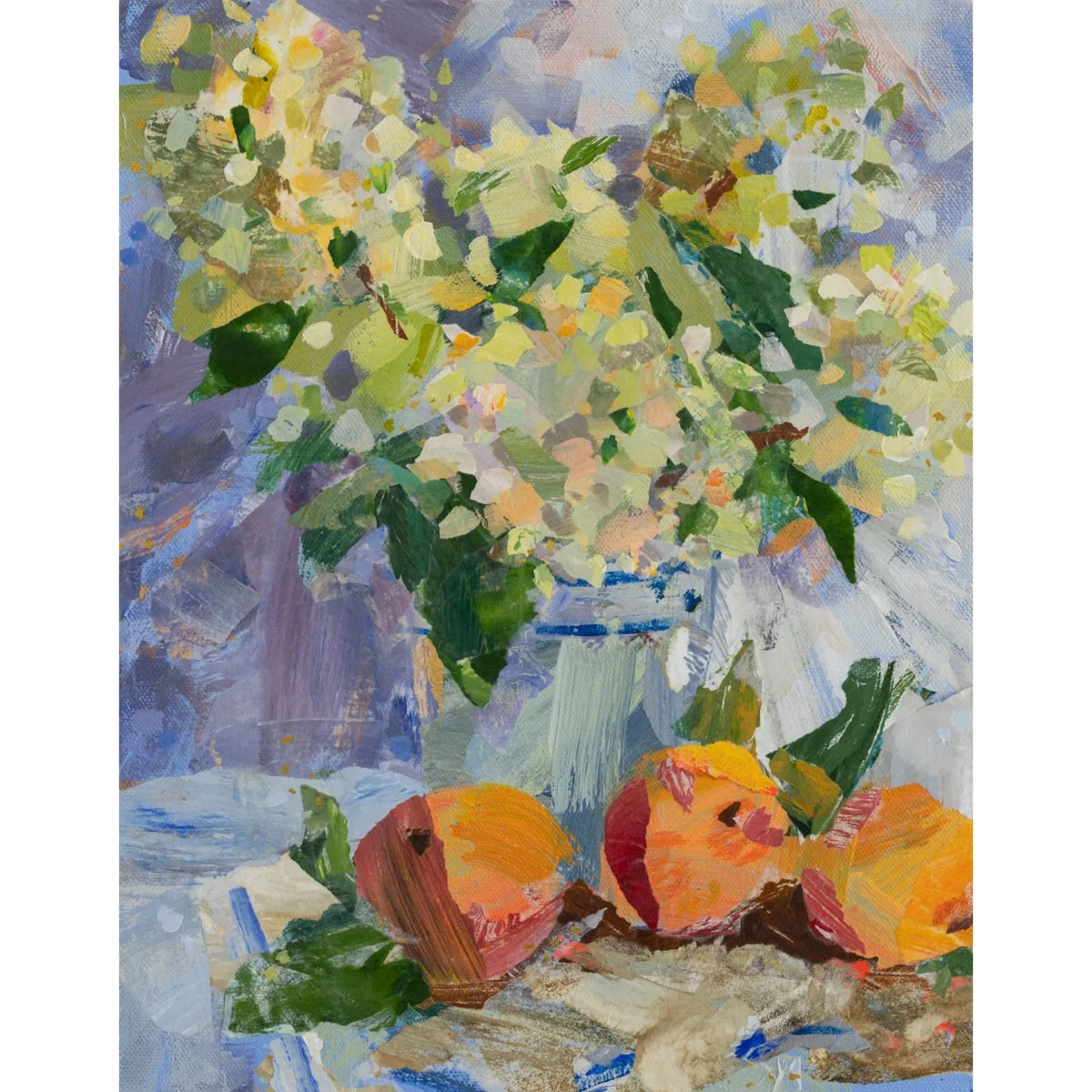 Peaches and Cream  - Original Collage and Acrylic Painting