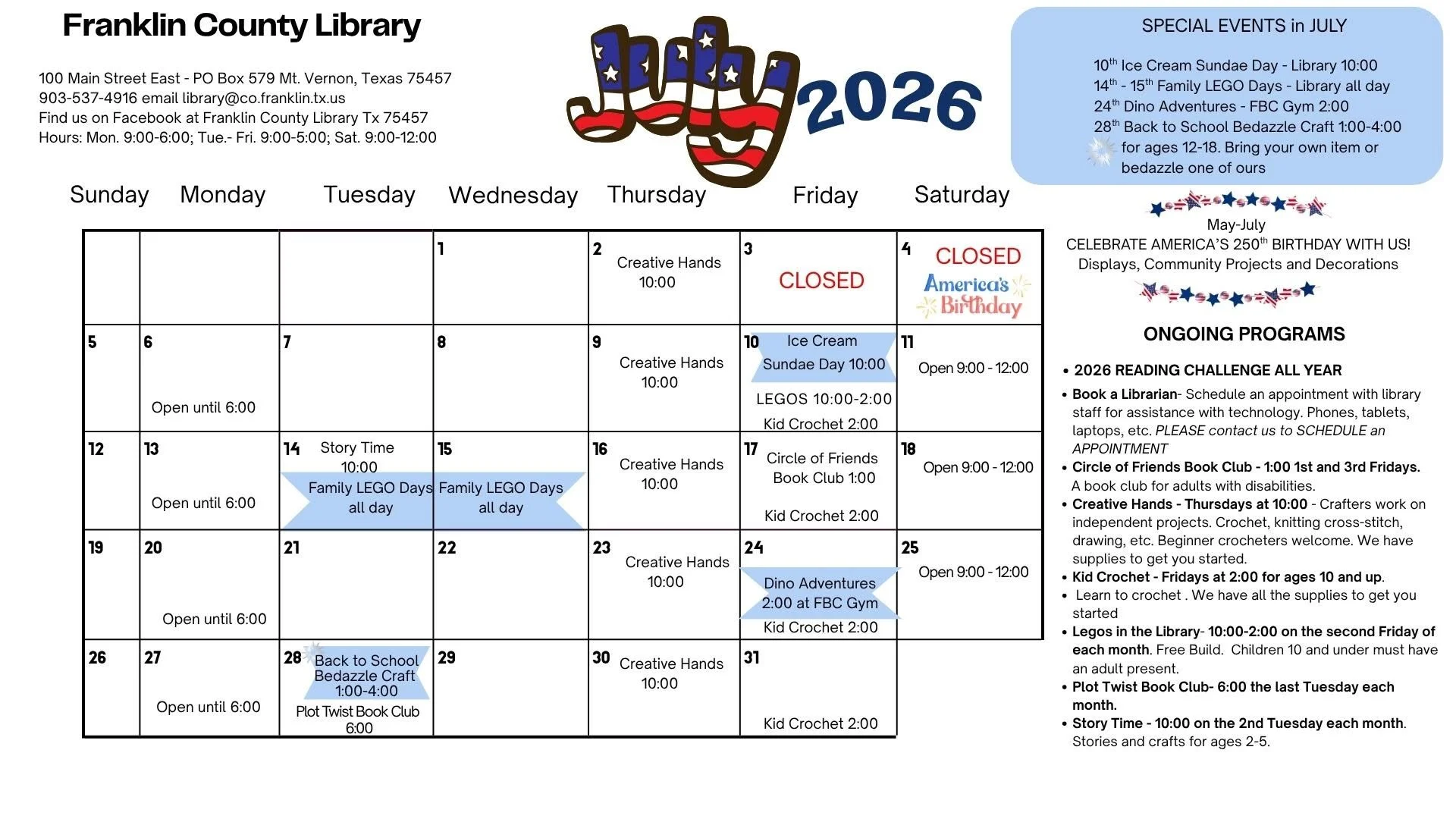 Events Calendar — Franklin County Library