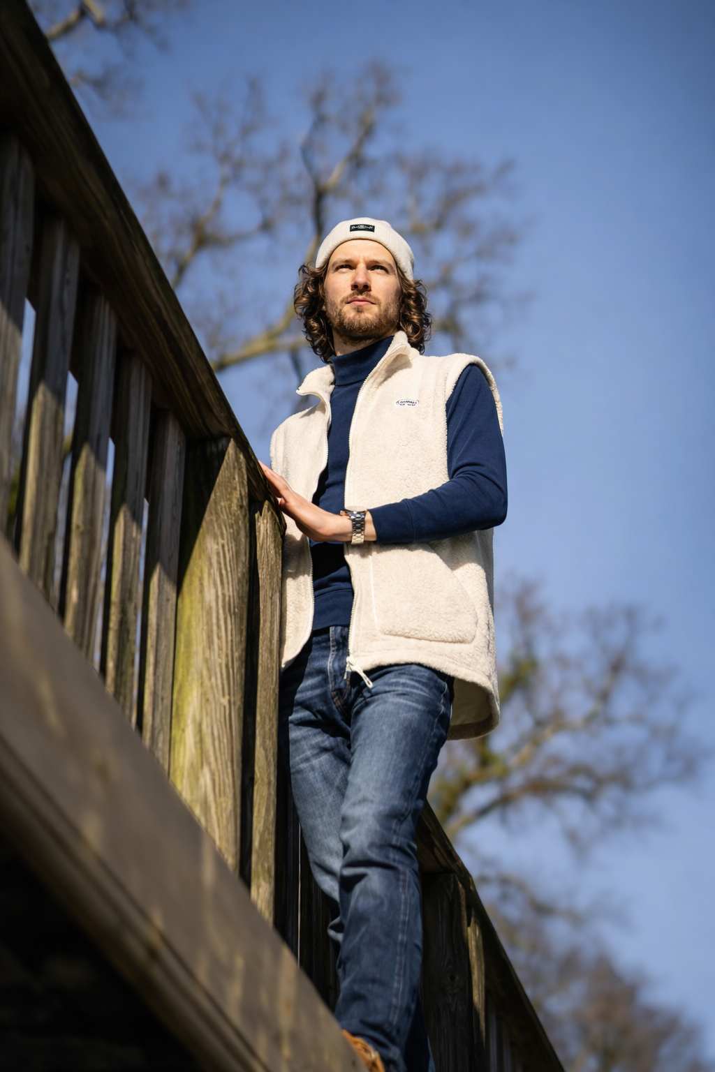 Gilet BÉARN couleur ECRU en laine des Pyrénées