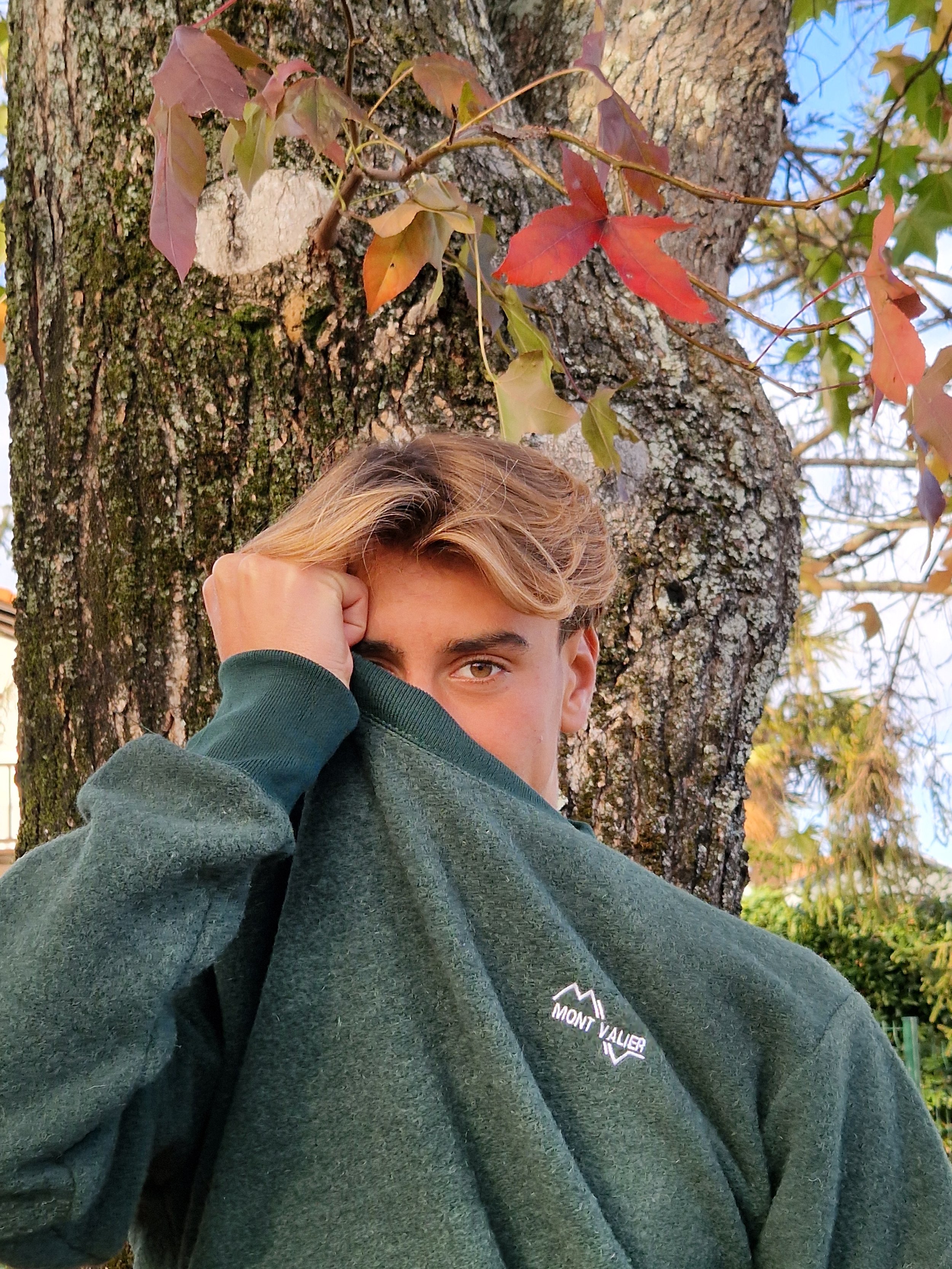 Sweat mixte MONTAIGU Vert Forêt en laine des Pyrénées.