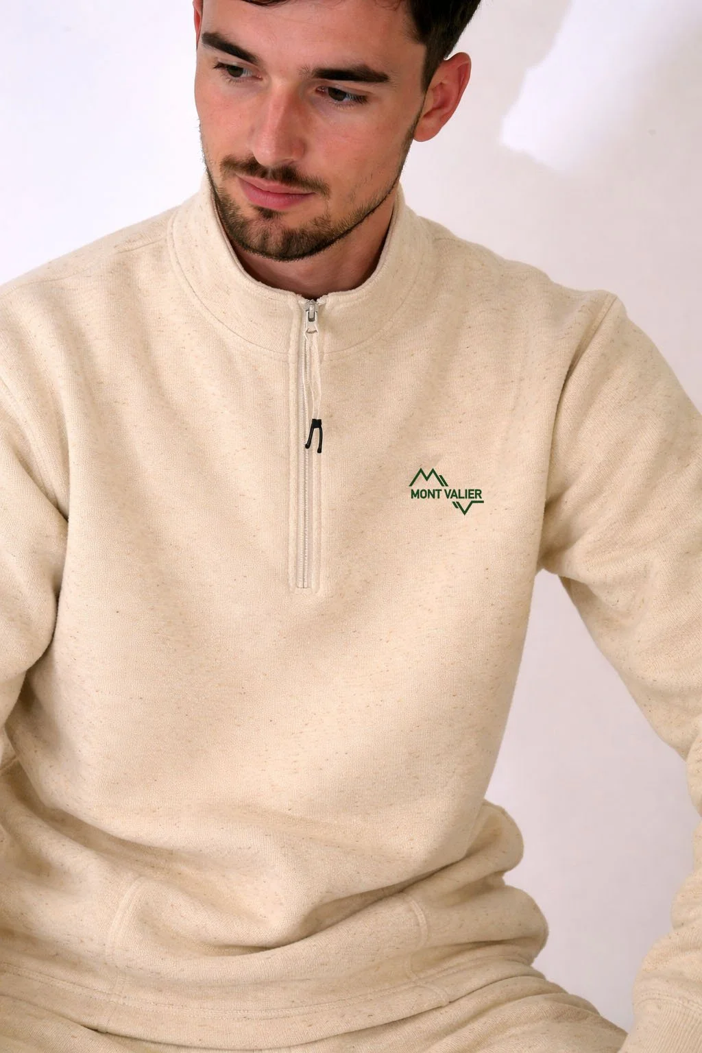 Sweat mixte BIGORRE, couleur ECRU en laine des Pyrénées