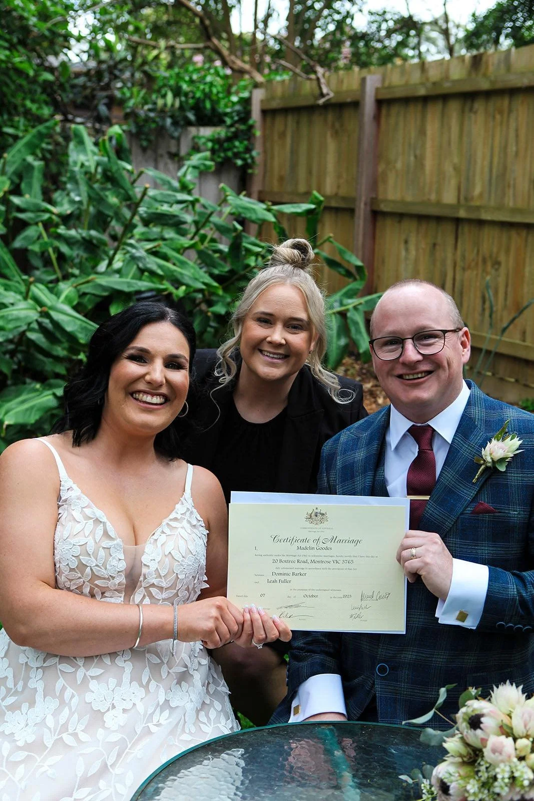 Melbourne elopement celebrant Maddi completing marriage paperwork