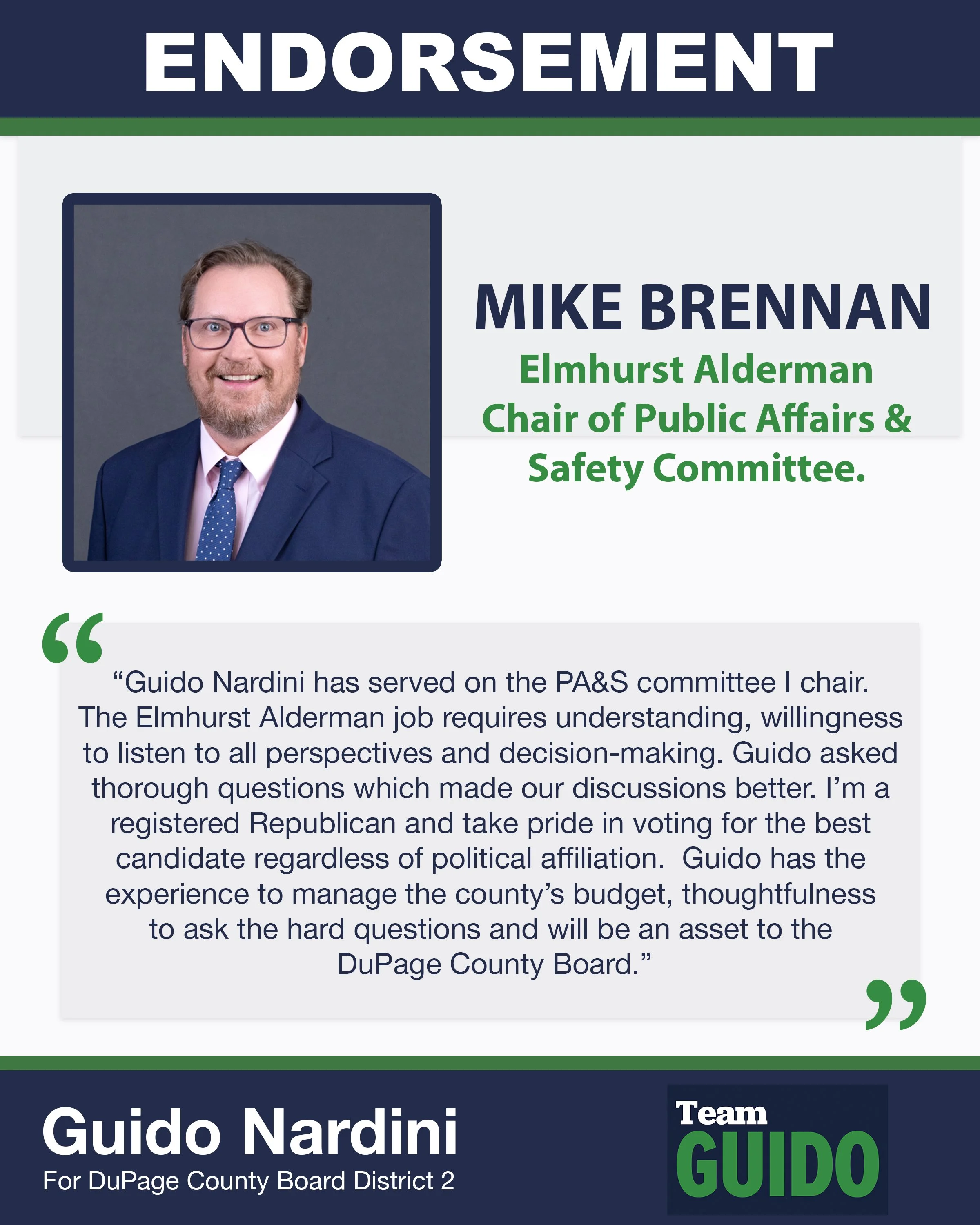 Mike Brennan endorses Guido Nardini