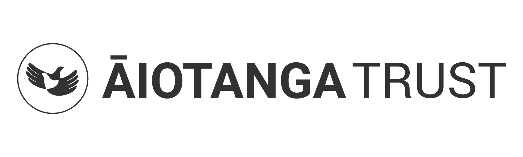 Logo with a circular emblem of two hands holding a bird, accompanied by the text 'ĀIOTANGA TRUST' in black.