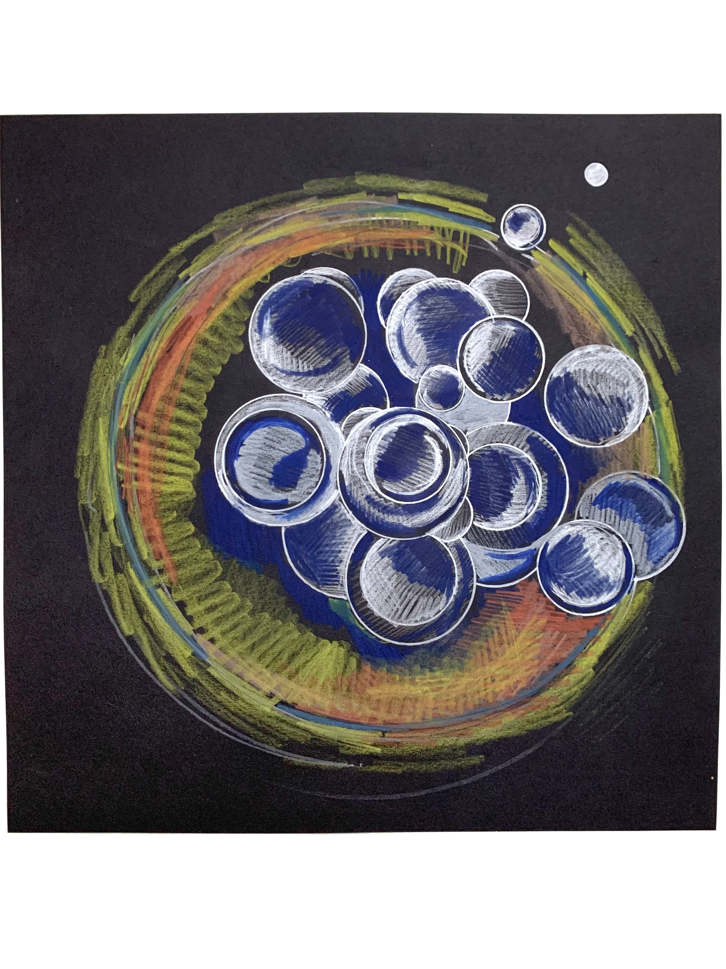 "Space Study #2", 2022. 12" x 12", color pencil