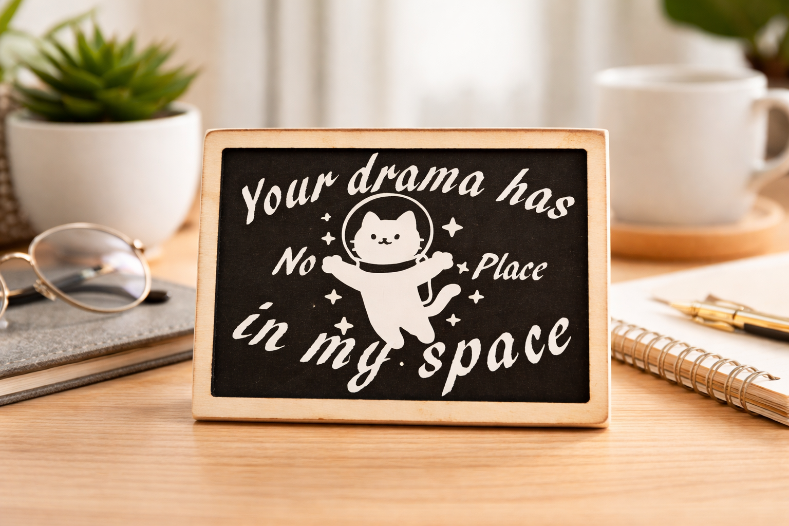 Drama-Free Zone Mini Chalkboard | Funny Desk Decor